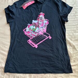 SHEIN Black and Pink Graphic Short Sleeve Tee